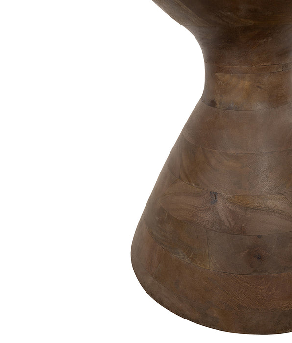 Yves bijzettafel Ø57, H47, Brown Walnut, Smoke glass